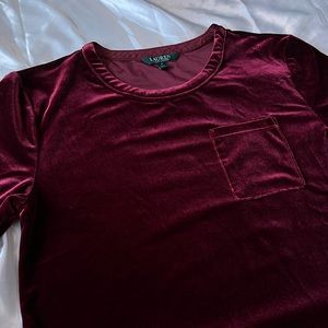 Lauren By Ralph Lauren Red Velvet Shirt